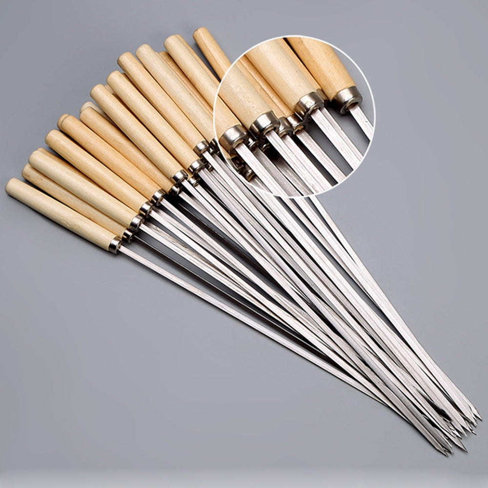 10 Stück Grillstäbchen mit Holzgriff