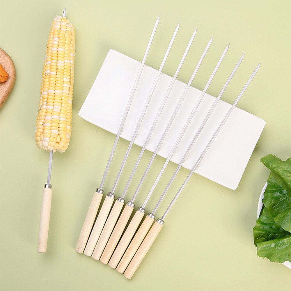 10 Stück Grillstäbchen mit Holzgriff